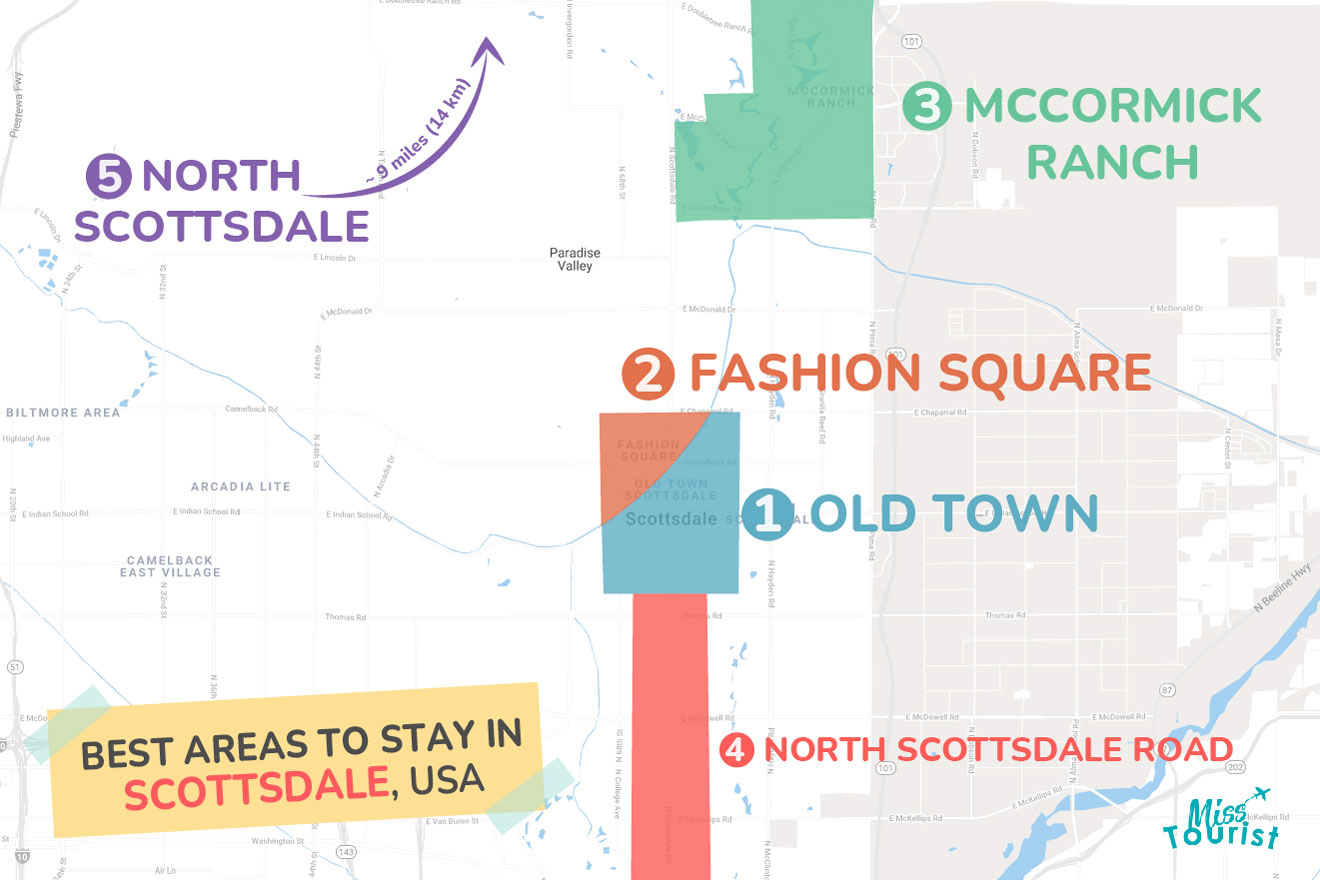 Map of best places to stay in Scottsdale